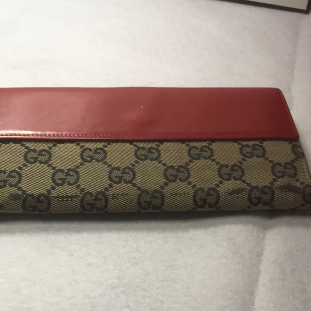 Canvas Gucci wallet blue red leather gold hardware - Picture 3 of 14